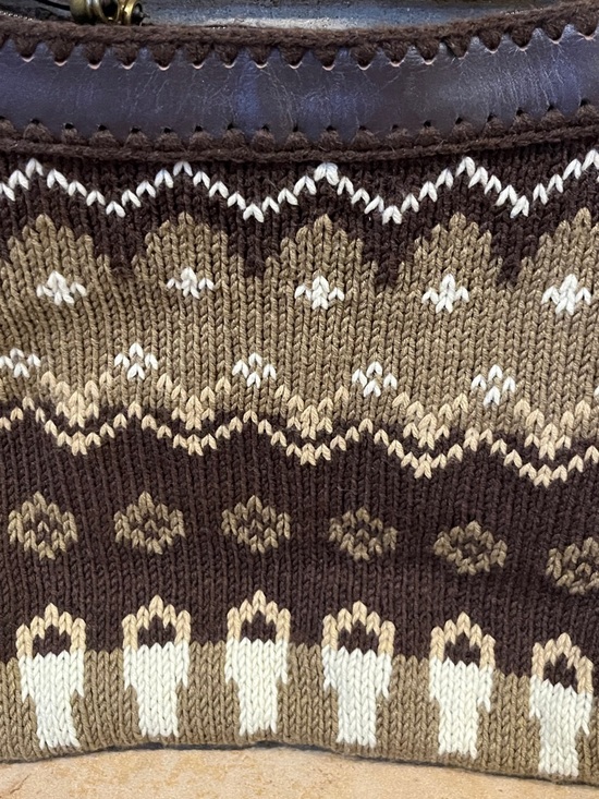 The Sak Pink Label Brown Patterned Knit & Leather Shoulder Bag - Picture 3 of 10